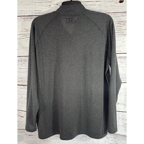 Under Armor Heat Gear Mens Long Sleeve Quarter Zip Shirt Gray Size XL Loose - Picture 9 of 11